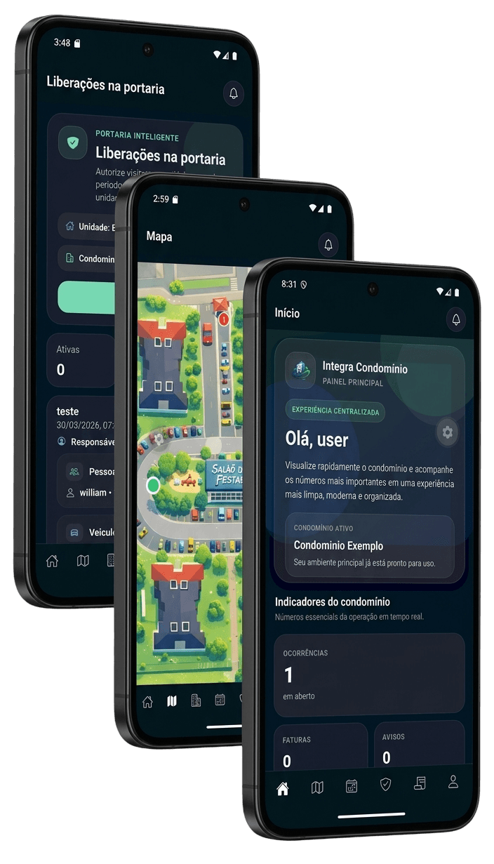 Apresentação visual 3D do Integra Condomínio